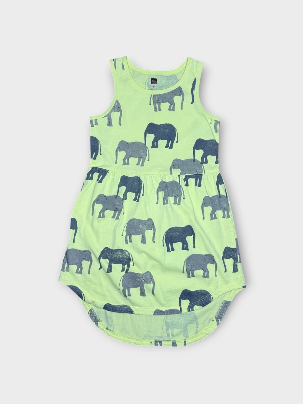 Tea Collection Gray Elephant Pattern Yellow High-low Sleeveless Dress
